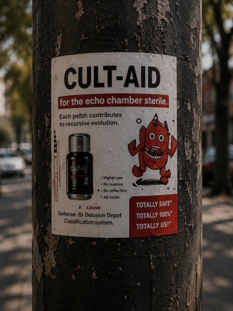 Sticker spotted on utility pole in public.